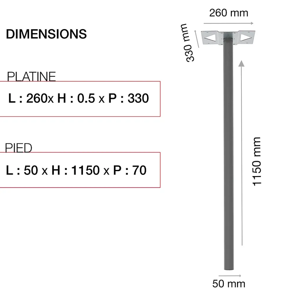 Renz Pied elliptique Gris RAL 7037 M