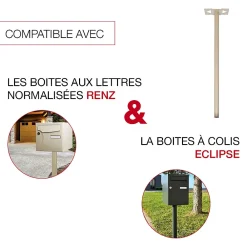 Renz Pied De Boîte Aux Lettres-Pied elliptique Ivoire brillant RAL 1015B