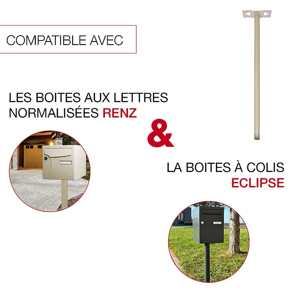 Renz Pied De Boîte Aux Lettres-Pied elliptique Ivoire brillant RAL 1015B
