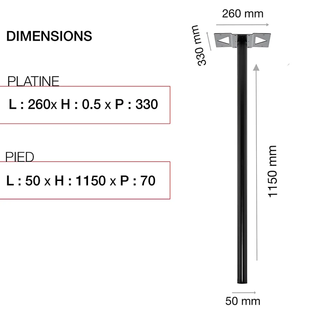 Renz Pied elliptique Noir mat RAL 9005MT30