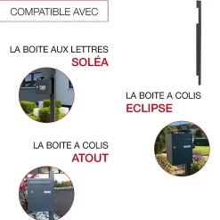 Renz Pied De Boîte Aux Lettres-Pied latéral à sceller Noir Sablé RAL 2100 MS