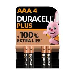 Duracell Pile alcaline AAA (LR03) Plus, lot de 4