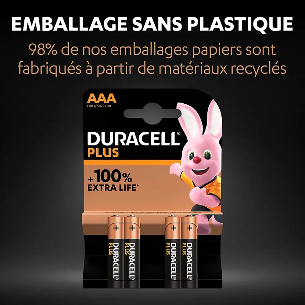 Duracell Pile alcaline AAA (LR03) Plus, lot de 4