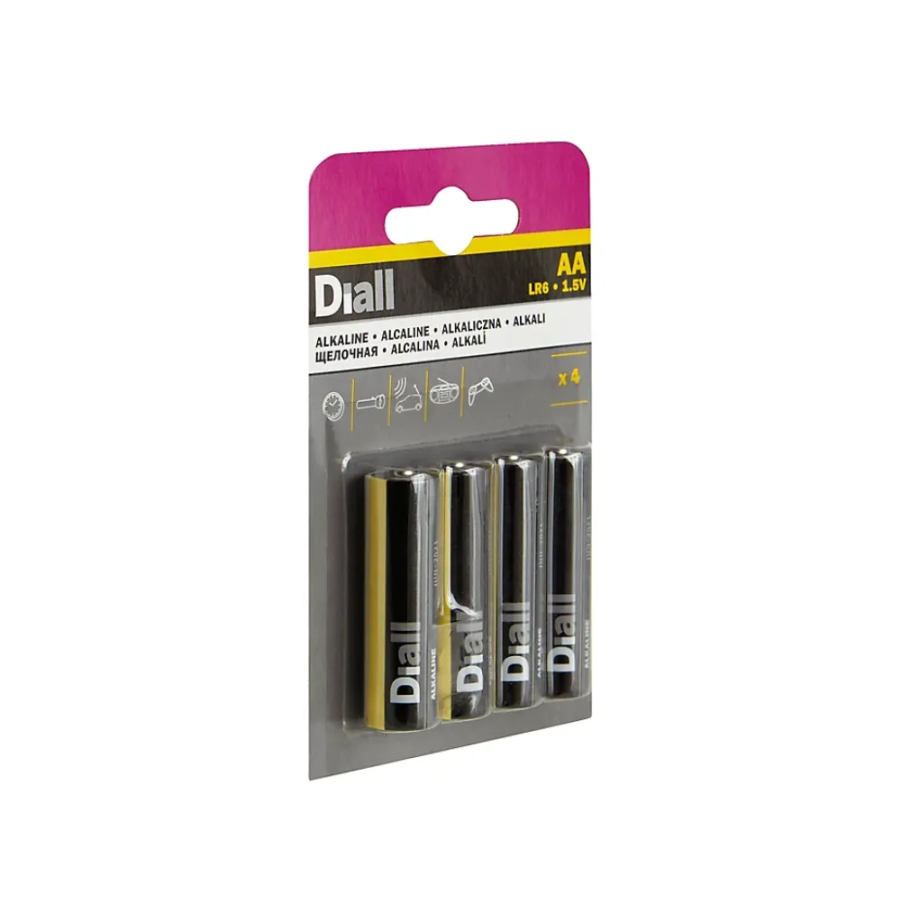 Diall Pile alcaline AA (LR6) , lot de 4
