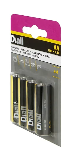 Diall Pile alcaline AA (LR6) , lot de 4