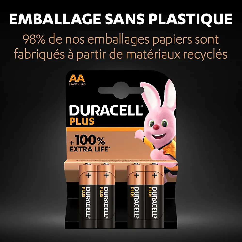 Duracell Pile Aa|Pile Lr6-Pile alcaline AA (LR6) Plus, lot de 4