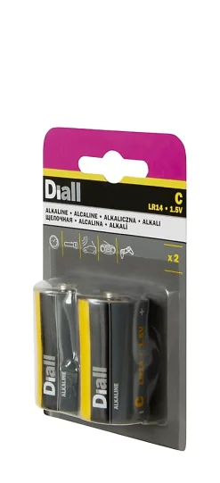 Diall Pile C|Pile Alcaline-Pile alcaline C (LR14) , lot de 2