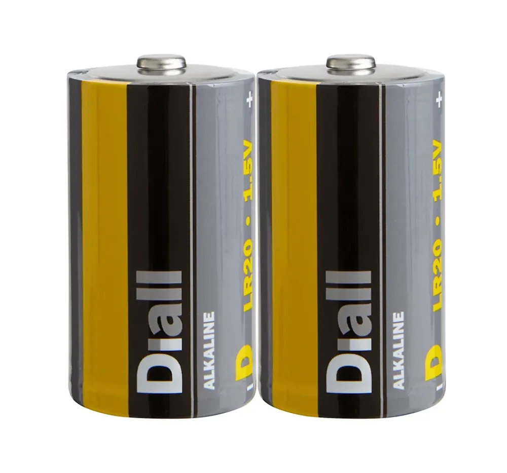 Diall Pile D|Pile Alcaline-Pile alcaline D (LR20) , lot de 2