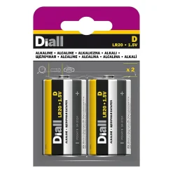 Diall Pile D|Pile Alcaline-Pile alcaline D (LR20) , lot de 2