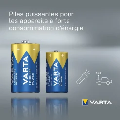 Varta Pile alcaline D (LR20) Long-life Power D, lot de 2