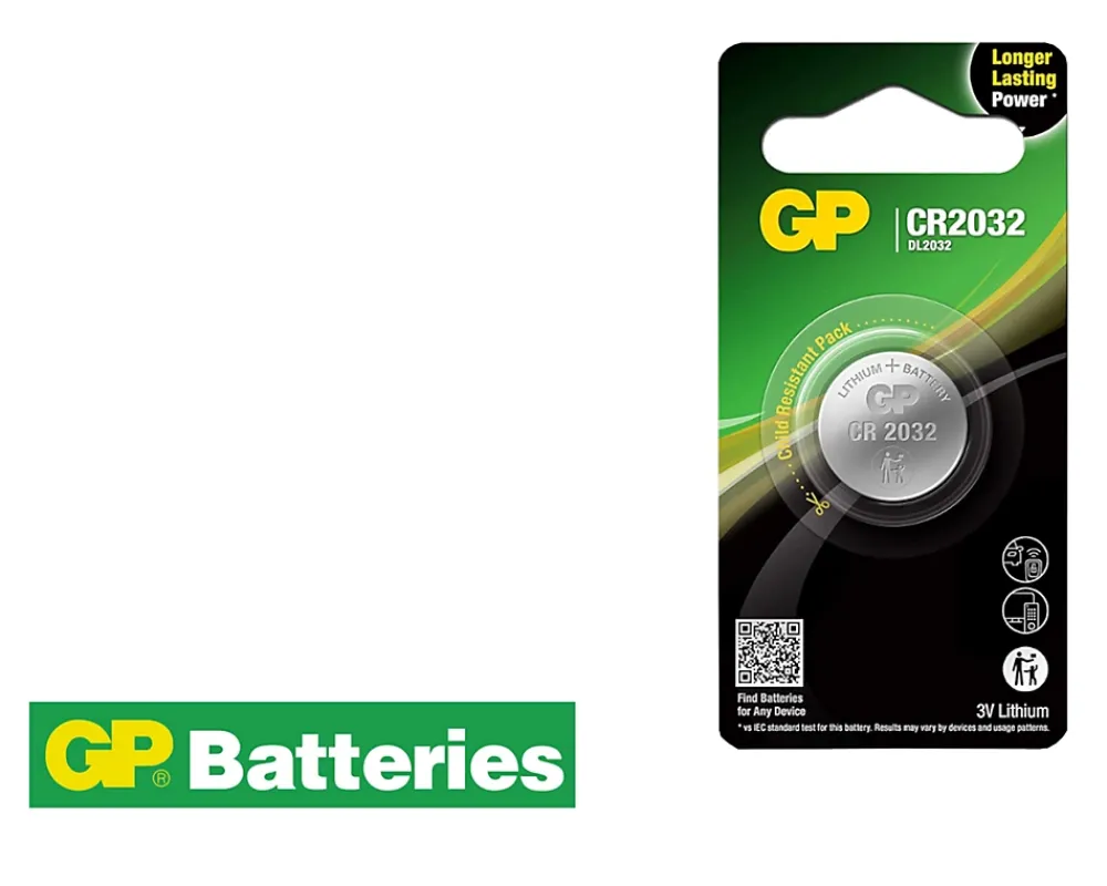 GP Pile lithium CR2032 - 3V / Pile bouton : CR123A, CR2032, CR2025
