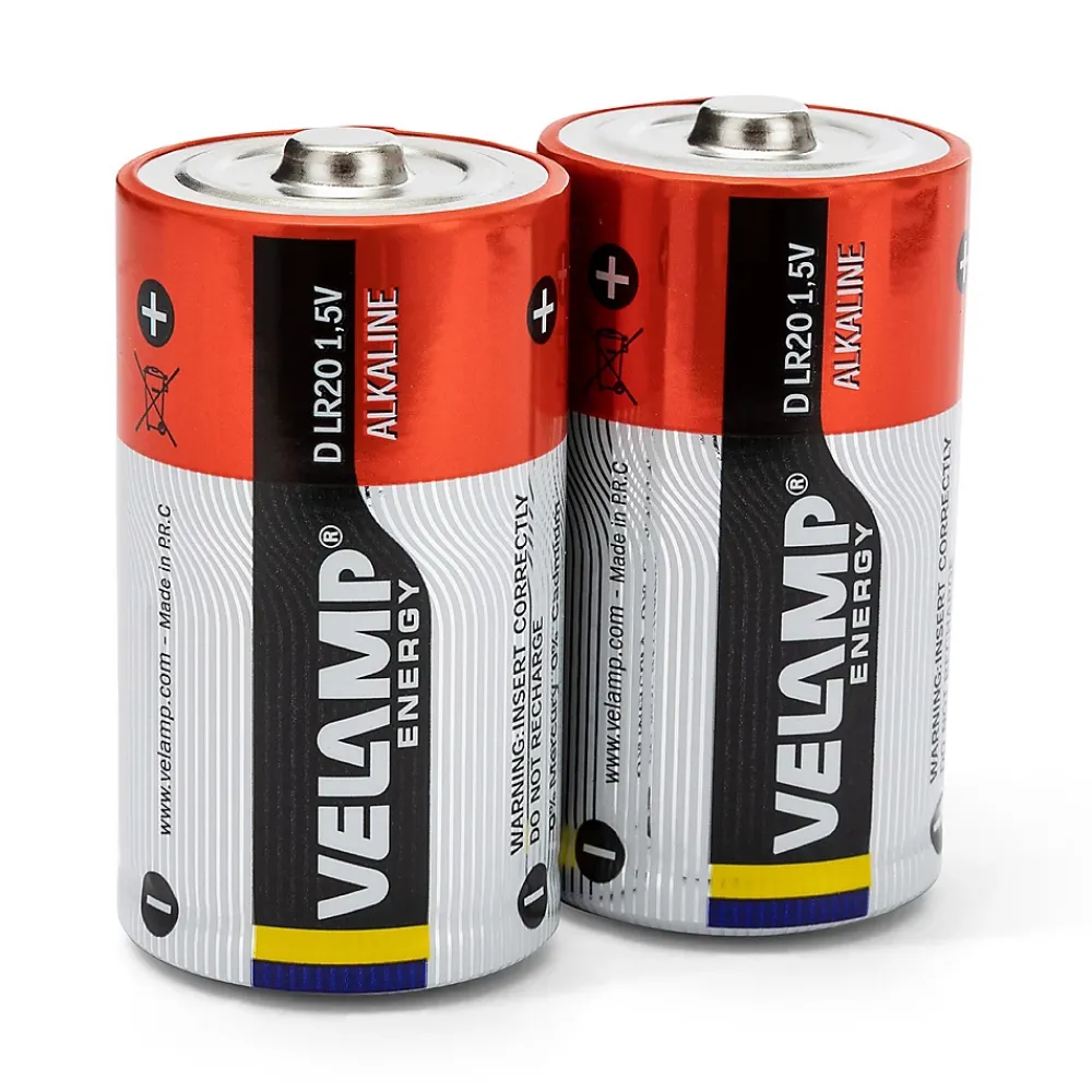 Velamp Pile Aa-Pile pour lampe de poche alcaline, LR20 D, 1,5V. 2 pièces
