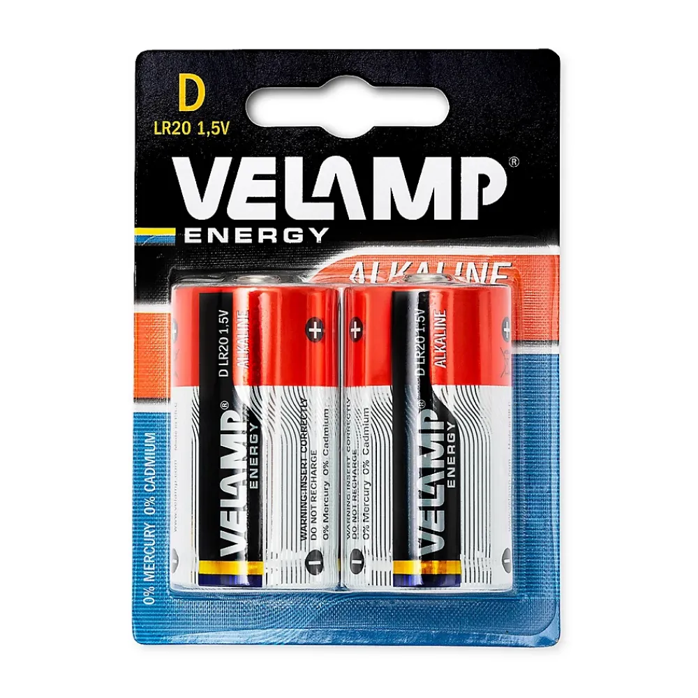 Velamp Pile Aa-Pile pour lampe de poche alcaline, LR20 D, 1,5V. 2 pièces
