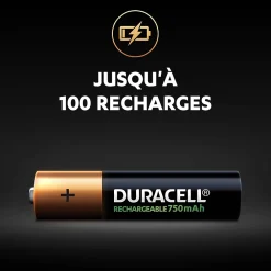 Duracell Pile rechargeable AAA (LR03) 750Mah, lot de 4