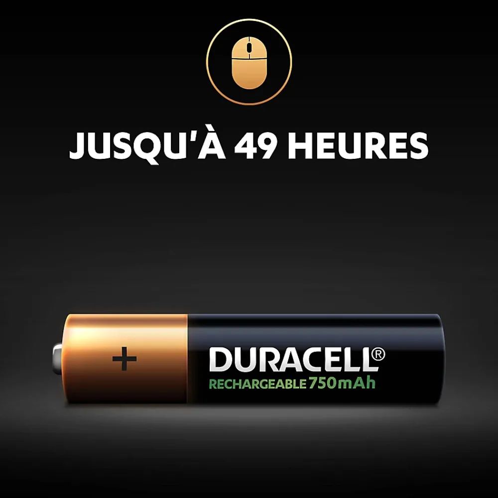 Duracell Pile rechargeable AAA (LR03) 750Mah, lot de 4
