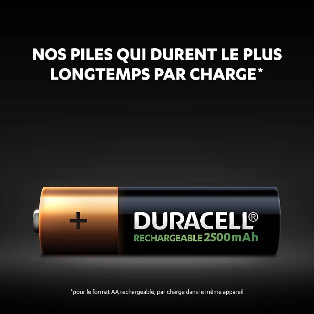 Duracell Pile rechargeable AA (LR6) 2500Mah, lot de 4
