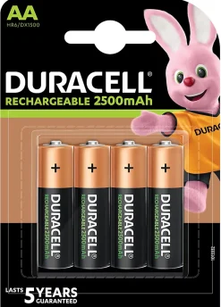 Duracell Pile rechargeable AA (LR6) 2500Mah, lot de 4