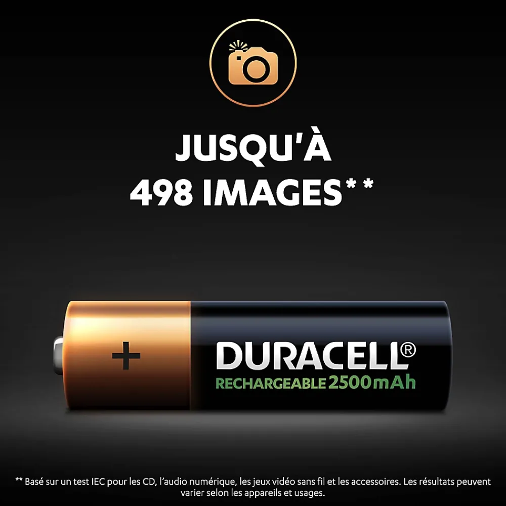 Duracell Pile rechargeable AA (LR6) 2500Mah, lot de 4