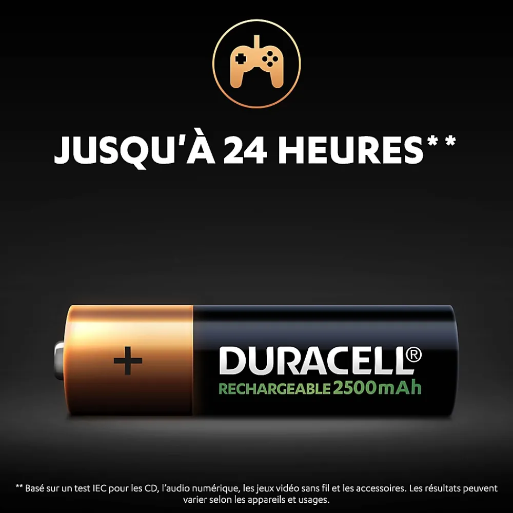 Duracell Pile rechargeable AA (LR6) 2500Mah, lot de 4