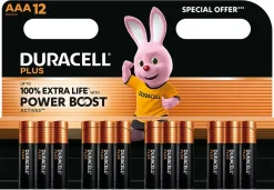 Duracell Piles alcaline AAA LR3 Plus Powerboost - lot de 12
