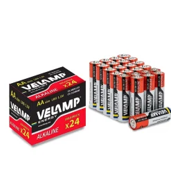 Velamp Pile Aa|Pile Alcaline-Piles alcalines STILO LR6 AA 1,5 V - Boîte Pratique de 24 Piles