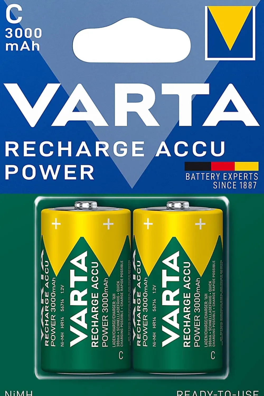 Varta 2 Piles rechargeables Ni-MH C (HR14)