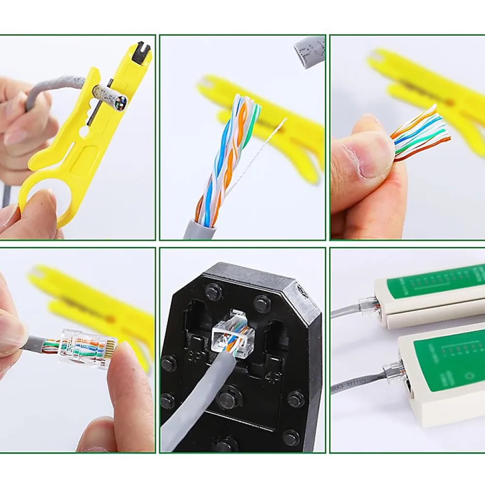 Velamp Testeur De Tension-Pince à sertir 3 en 1. Pour connecteurs RJ45, RJ11, RJ12. Vert