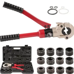 Teeno Pince à Sertir Hydraulique calibre 15 32mm, Pince a Sertir avec 12pcs Contour,Outil de sertissage hydraulique per Plomberie Presse