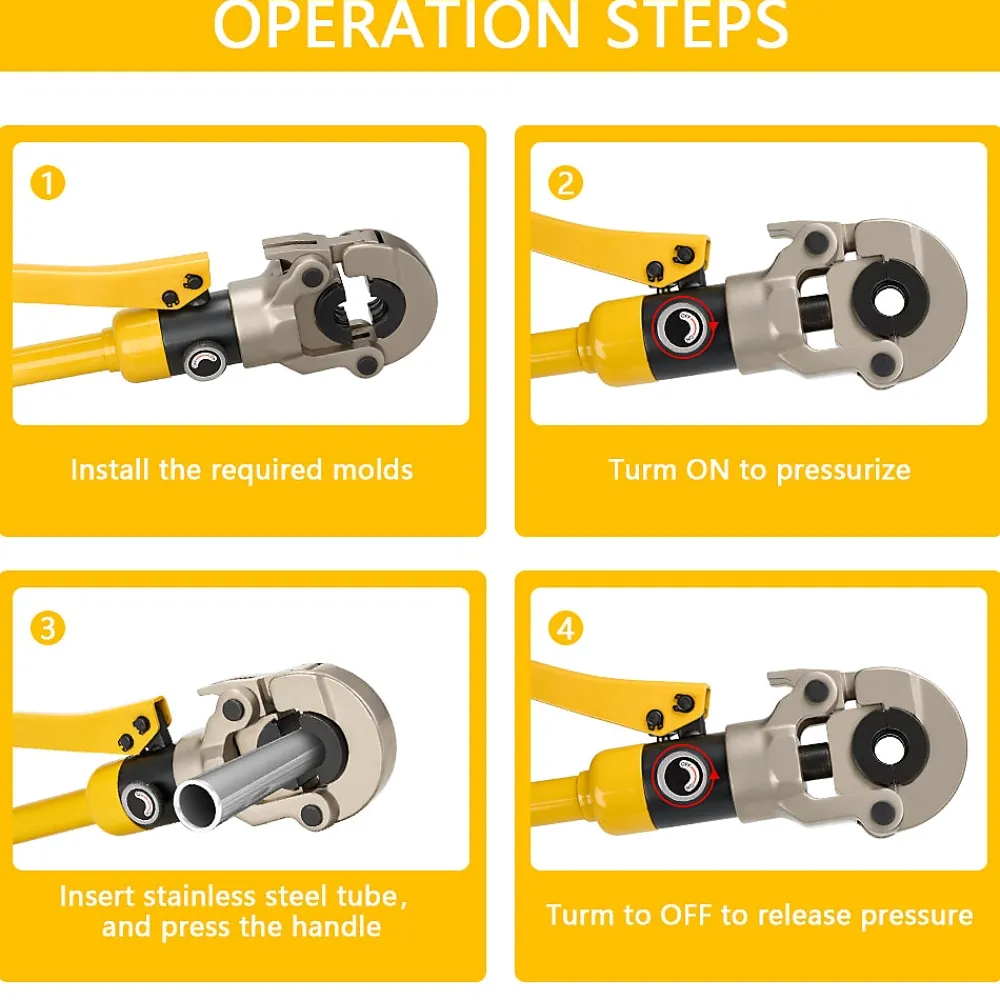 Teeno Pince à Sertir Multicouche (100kn), Pour Raccords sur Tubes: V12, V15, V18, V22, V28
