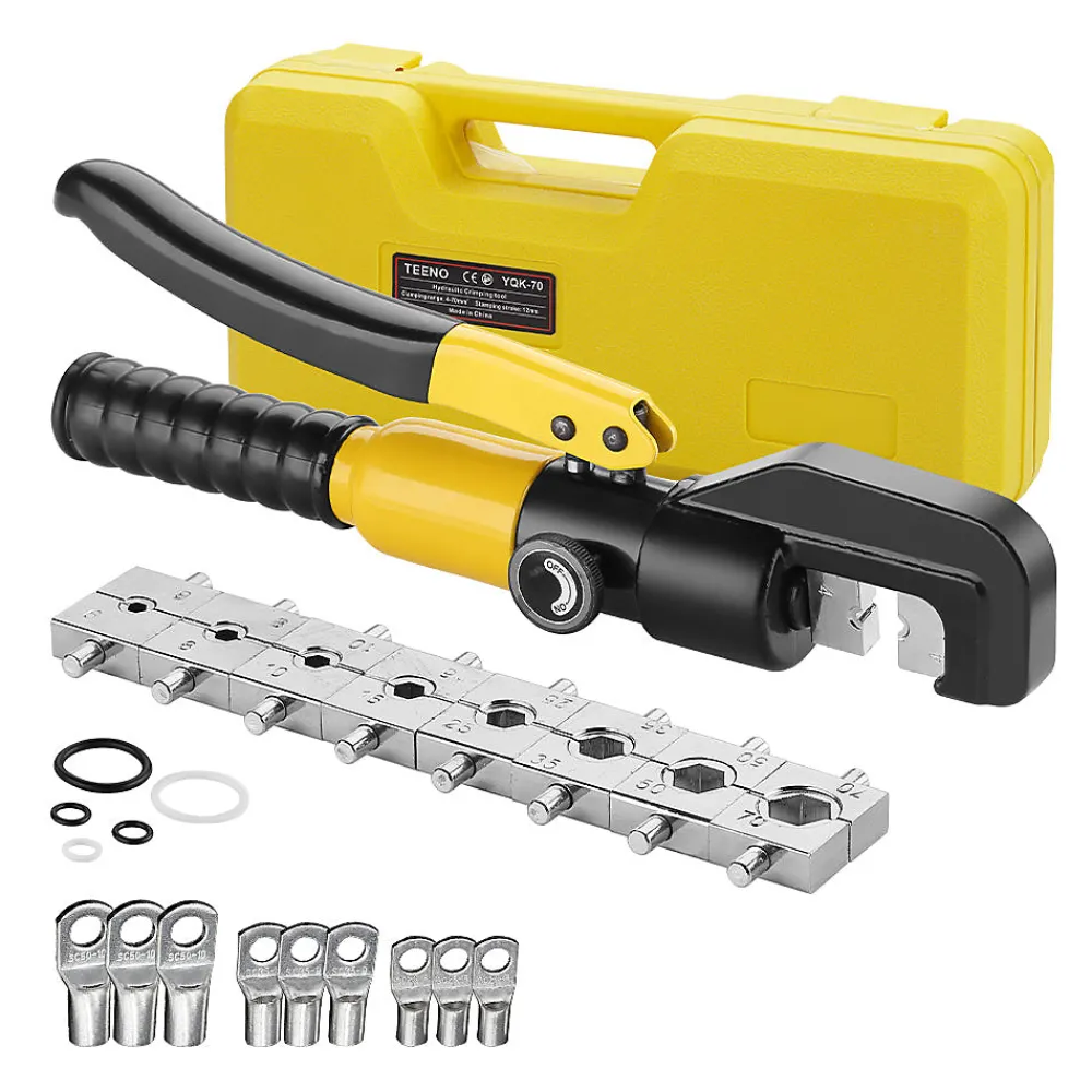 Teeno Tire-Fil-Pinces à Sertir Hydrauliques 10T avec 9 Matrices Hexagonales, Course de 12mm