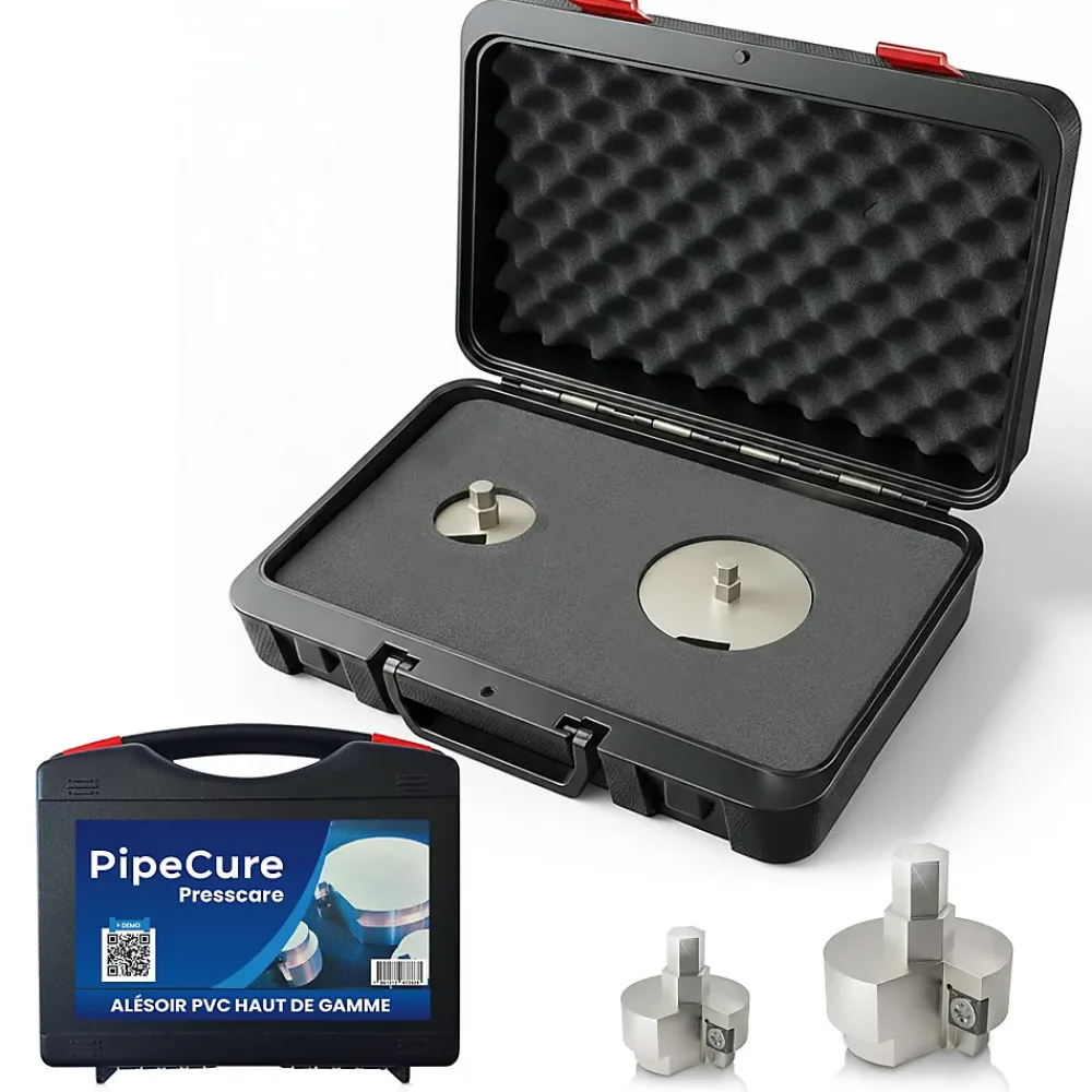 Pipecure Ébavureur Et Évaseur-Presscare, Kit de 2 Diametres Alesoirs PVC pour Piscinistes en Aluminium Anodise, Lame en carbure disponible