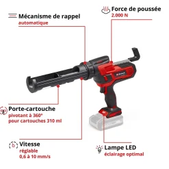 Einhell Mastic, Cartouche Joint Et Silicone-Pistolet à cartouche TE-SG 18/10 LI - SOLO 18V ( sans batterie)