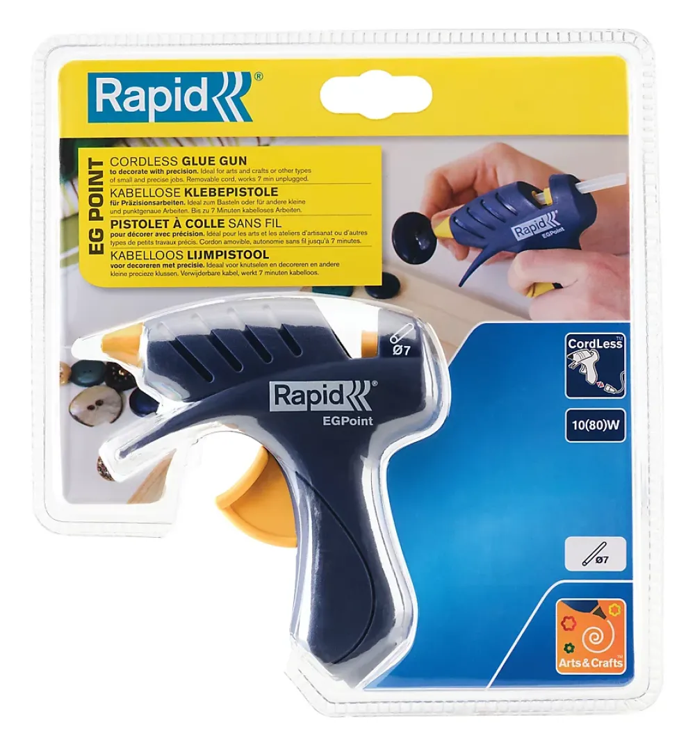 Rapid Pistolet à colle 7mm Point avec cordon amovible sans fil