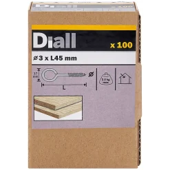 Diall Piton à vis en acier zingué 45x19 mm - 100 pièces