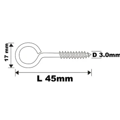 Diall Piton à vis en acier zingué 45x19 mm - 100 pièces