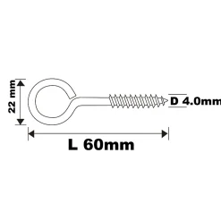 Diall Piton à vis en acier zingué 60x27 mm - 6 pièces