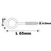 Diall Piton à vis longs en acier zingué 65x27 mm - 100 pièces