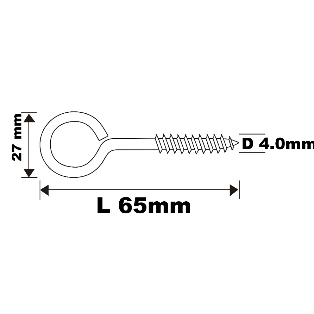 Diall Piton à vis longs en acier zingué 65x27 mm - 100 pièces