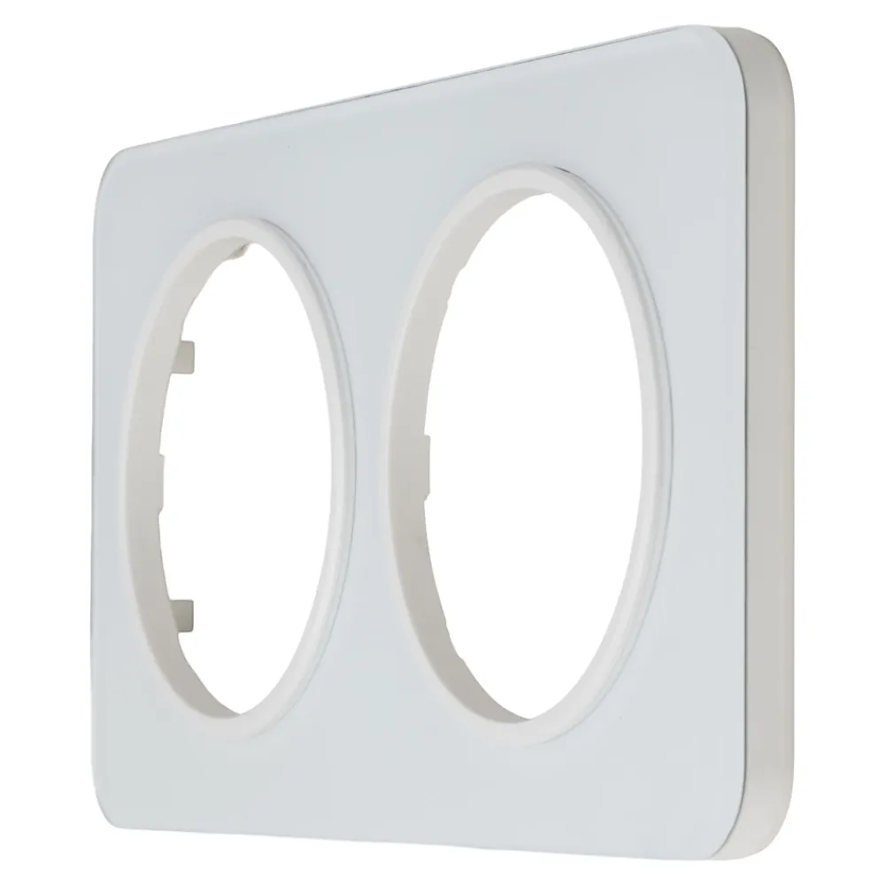 Jacobsen Plaque De Finition Pour Interrupteur Et Prise À Composer-Plaque de finition double Espen verre blanc à assembler