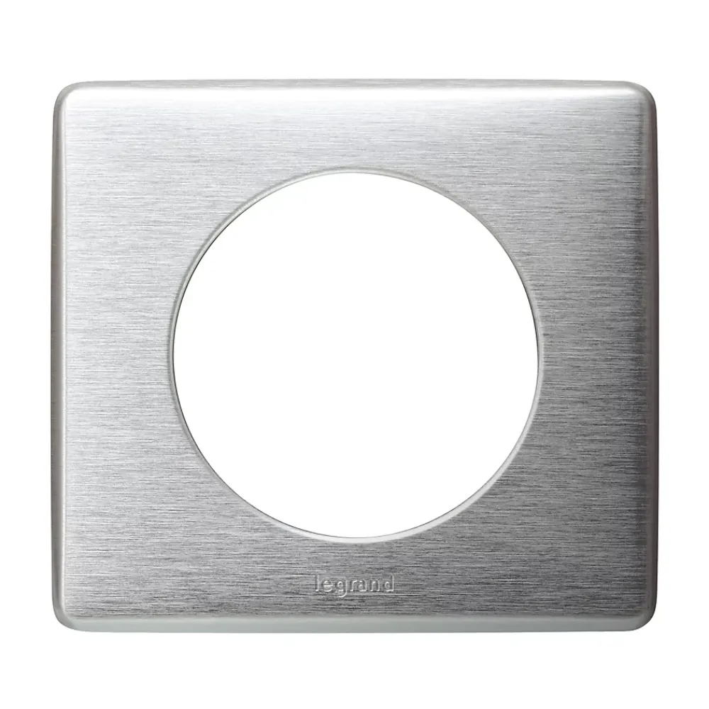 Legrand Plaque de finition 1 poste Céliane 0 998 65 coloris aluminium l.90 x P.9 x H.82 mm