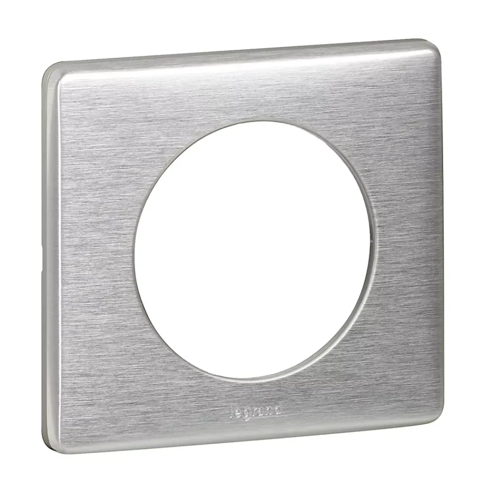 Legrand Plaque de finition 1 poste Céliane 0 998 65 coloris aluminium l.90 x P.9 x H.82 mm