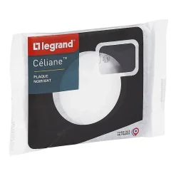 Legrand Plaque de finition 1 poste Céliane CP0121 coloris noir mat l.90 x P.9 x H.82 mm