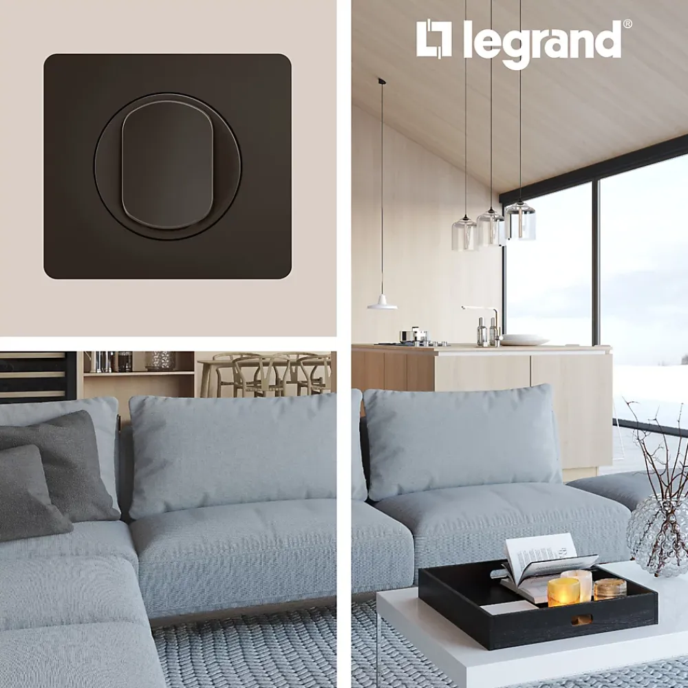 Legrand Plaque de finition 1 poste Céliane CP0121 coloris noir mat l.90 x P.9 x H.82 mm