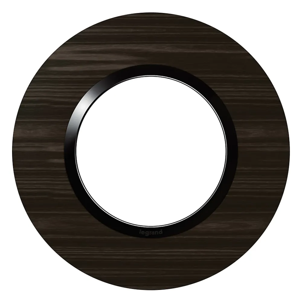 Legrand Plaque de finition 1 poste Dooxie 6 009 79 coloris bois ébène avec bague noire brillante l.100 x P.10 x H.100 mm