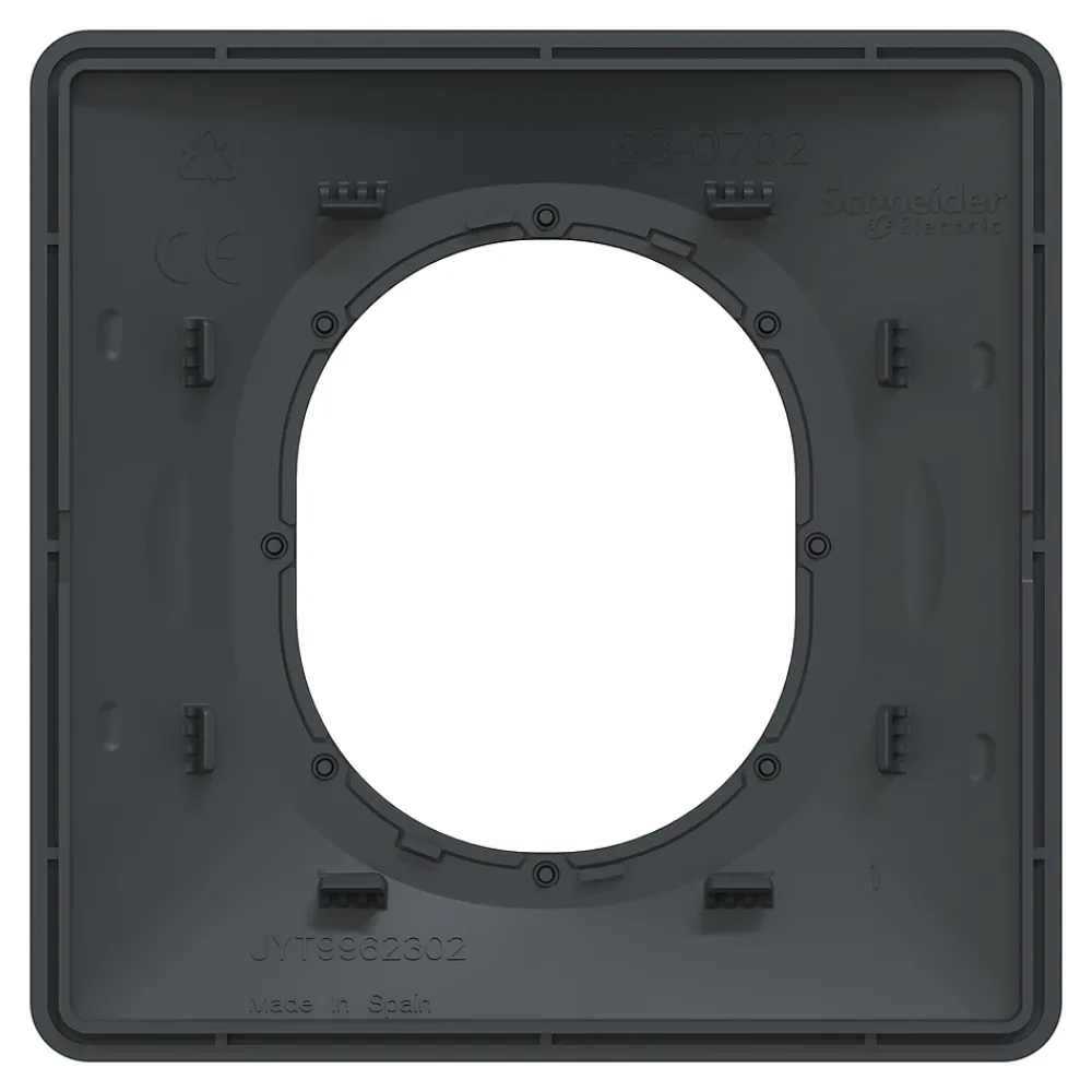 Schneider Electric Plaque de finition 1 poste Ovalis S340702G coloris anthracite avec liseré argent chromé l.87 x P.10 x H.87 mm