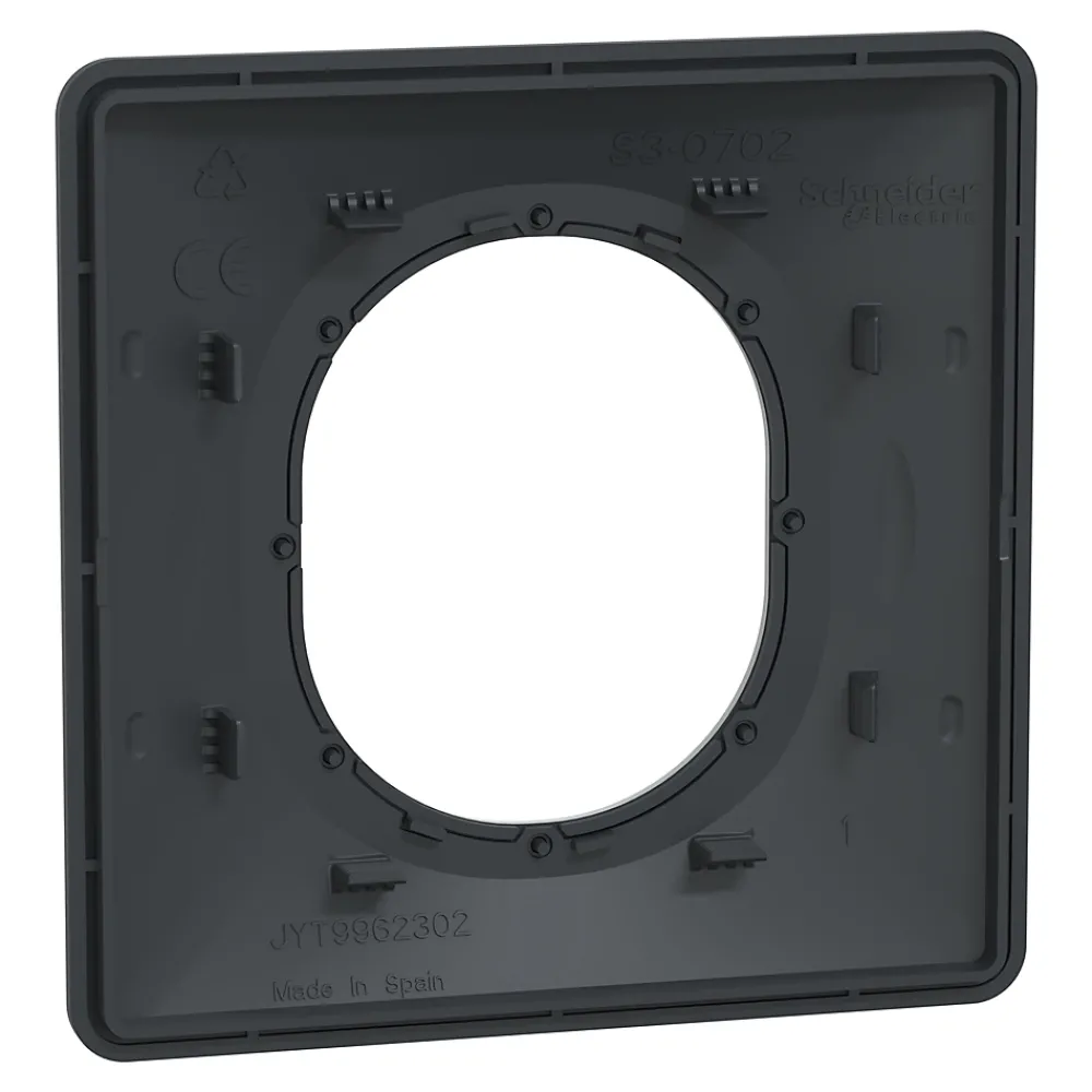Schneider Electric Plaque de finition 1 poste Ovalis S340702G coloris anthracite avec liseré argent chromé l.87 x P.10 x H.87 mm