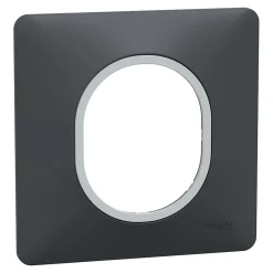Schneider Electric Plaque de finition 1 poste Ovalis S340702G coloris anthracite avec liseré argent chromé l.87 x P.10 x H.87 mm
