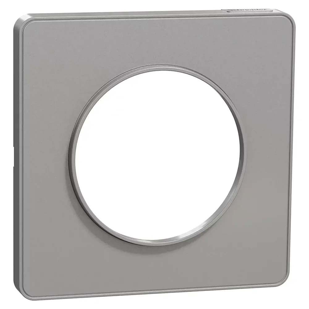 Schneider Electric Plaque de finition 1 poste Odace Touch S530802 coloris aluminium l.85 x P.10 x H.85 mm