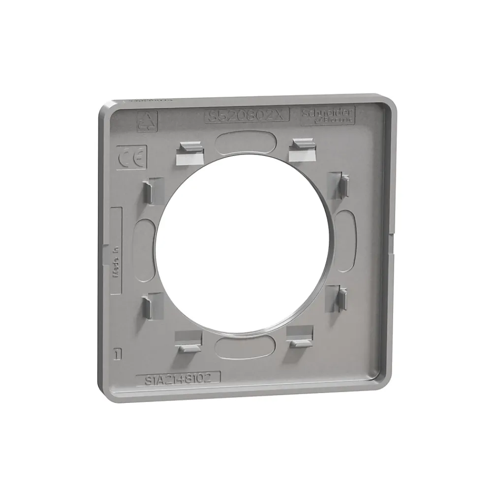 Schneider Electric Plaque de finition 1 poste Odace Touch S530802 coloris aluminium l.85 x P.10 x H.85 mm