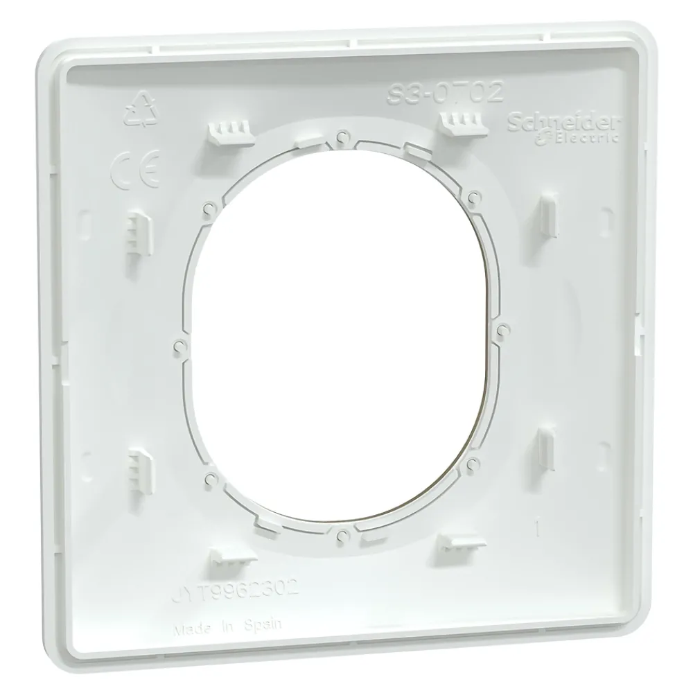 Schneider Electric Plaque De Finition Pour Interrupteur Et Prise À Composer-Plaque de finition 1 poste Ovalis S320702D coloris blanc avec liseré laiton l.87 x P.10 x H.87 mm